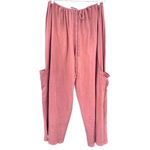 Blue fish Women's size 2 XL Wine pink pants Lagenlook string baggy oversized